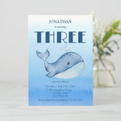 Eenvoudig Schattige Walvisblauw Zee 3e Verjaardag Kaart (Staand voorkant)