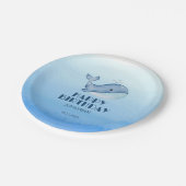 Eenvoudig Schattige walvisblauw Zee Happy Birthday Papieren Bordje (Gekanteld)
