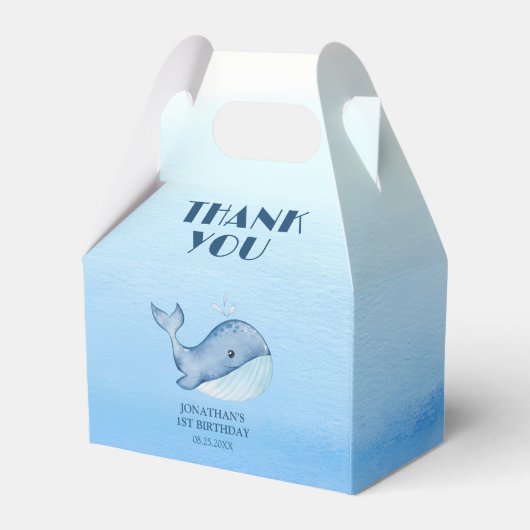 Eenvoudig Schattige Walvisblauw Zee Verjaardag Dan Bedankdoosjes (Achterkant)