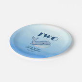 Eenvoudig Schattige Walvisblauw Zee Verjaardag Papieren Bordje (Gekanteld)