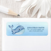 Eenvoudig Schattige Walvisblauw Zee Verjaardag Ret Etiket (Insitu)