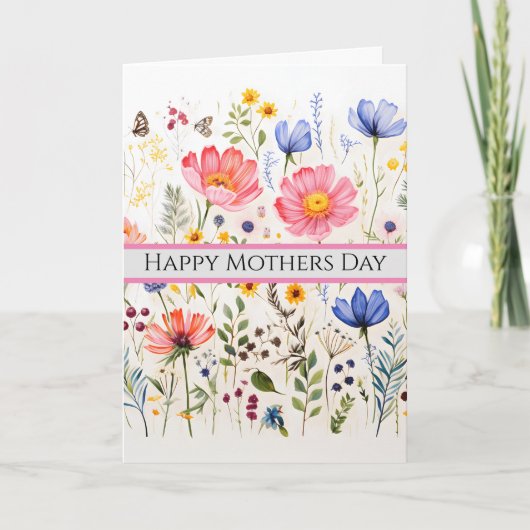Eenvoudig Schattige Wildflower Gevouwen Wenskaart Kaart (Voorkant)