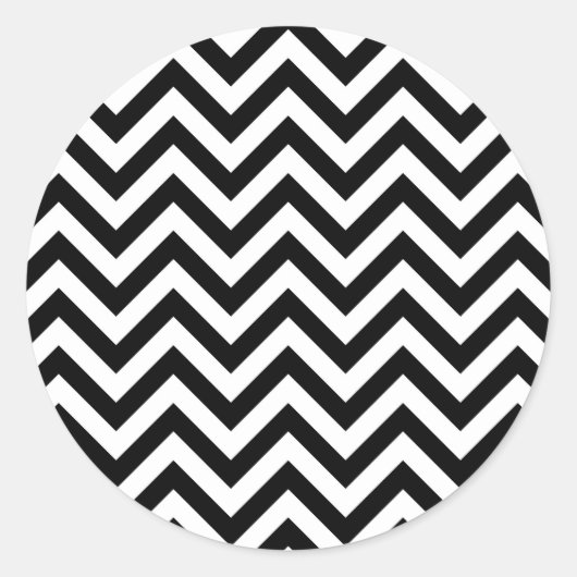Eenvoudig Schattige Zwart Wit Chevron Patroon Ronde Sticker (Voorkant)