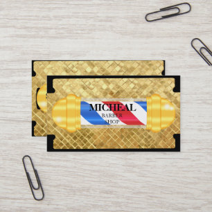 Eenvoudig scheermes gouden blade kapper visitekaartje