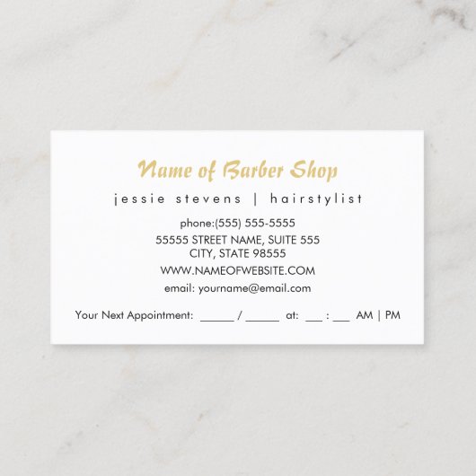 Eenvoudig scheren Man Barber Shop en Haarstylist Afsprakenkaartje (Achterkant)