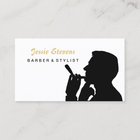Eenvoudig scheren Man Barber Shop en Haarstylist Afsprakenkaartje (Voorkant)