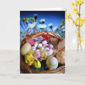 Eenvoudig Schilderachtig Happy Paaskaart Kaart (Gele Bloem)