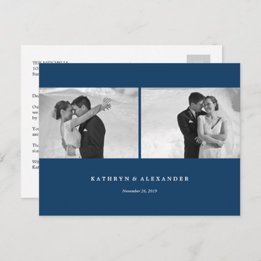 Eenvoudig Schone Blauwe Lijst Weddenschap Bedankt  Briefkaart (Voorkant / Achterkant)