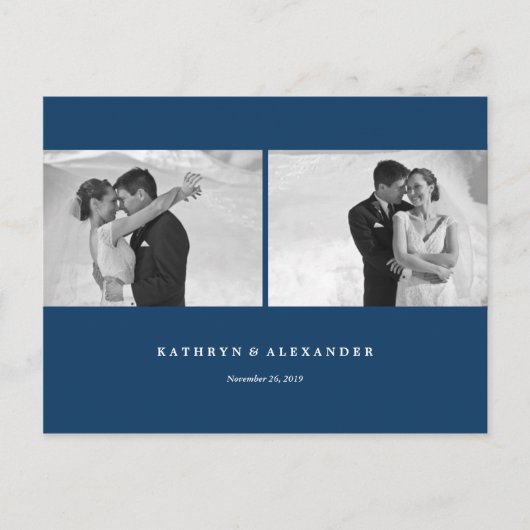 Eenvoudig Schone Blauwe Lijst Weddenschap Bedankt  Briefkaart (Voorkant)