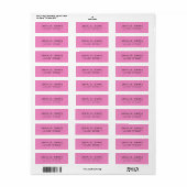 Eenvoudig Schone Roze Linen Burlap Textiellabel Etiket (Full Sheet)