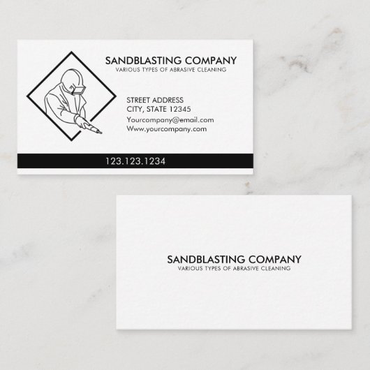 Eenvoudig schonen van witte zandstraalstroom visitekaartje (Voorkant / Achterkant)