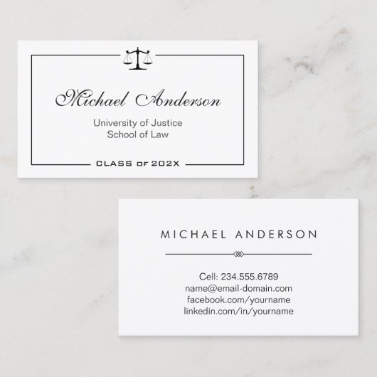 Eenvoudig Schoolonderwijs in zwart-wit en witrecht Contactkaartje (Voorkant / Achterkant)