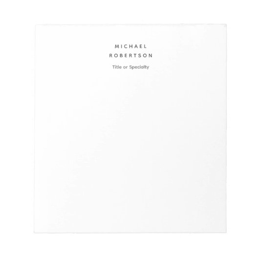 Eenvoudig Schoon Eerlijk Modern Minimalistisch Wit Notitieblok (Voorkant)