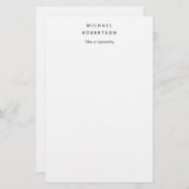 Eenvoudig Schoon Elegant Modern Minimalistisch Wit Briefpapier (Voorkant / Achterkant)
