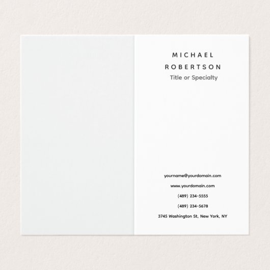 Eenvoudig schoon elegant modern minimalistisch wit visitekaartje (Buitenkant ongevouwen)