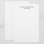 Eenvoudig Schoon Elegant Modern Minimalistisch Zwa Briefpapier (Voorkant / Achterkant)