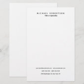 Eenvoudig schoon Elegant Modern Minimalistisch Zwa Briefpapier (Voorkant / Achterkant)
