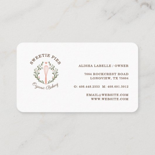 Eenvoudig, schoon en minimaal stijlvol Bakery Whis Visitekaartje (Achterkant)