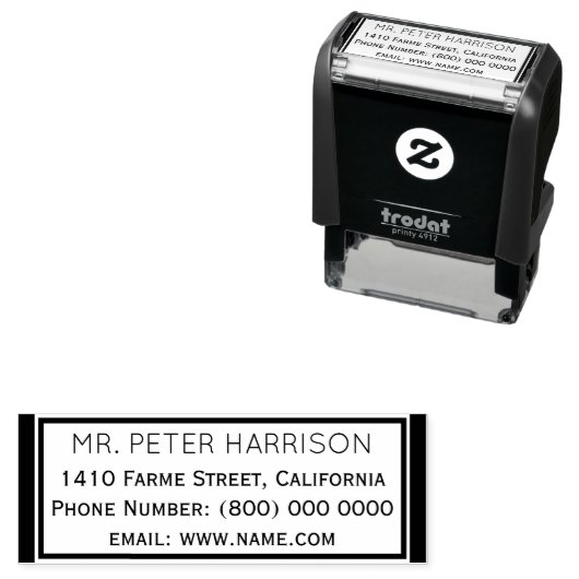 Eenvoudig & schoon klassiek adresinformatievak zelfinktende stempel (In situ)