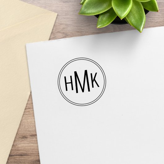 Eenvoudig schoon Monogram 3 Initialen 1x1 Rubberstempel