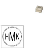 Eenvoudig schoon Monogram 3 Initialen 1x1 Rubberstempel (Gestempeld)