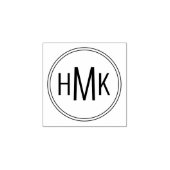 Eenvoudig schoon Monogram 3 Initialen 1x1 Rubberstempel (Afrduk)