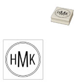 Eenvoudig schoon Monogram 3 Initialen Rubberstempel (Gestempeld)