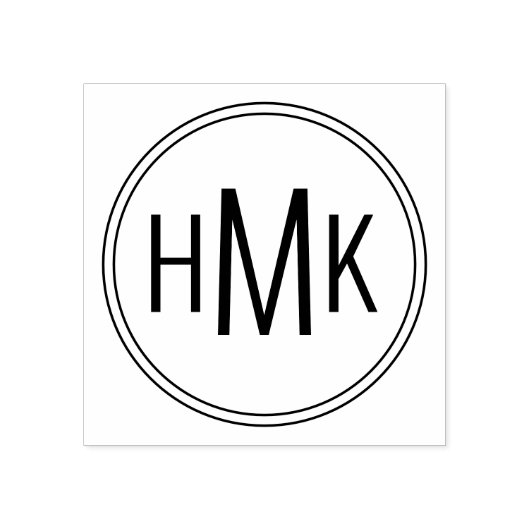 Eenvoudig schoon Monogram 3 Initialen Rubberstempel (Afrduk)