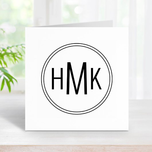 Eenvoudig schoon Monogram 3 Initialen Rubberstempel