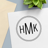 Eenvoudig schoon Monogram 3 Initialen Zelfinktende Stempel