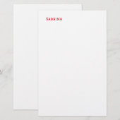 Eenvoudig Schoon Professioneel Naam Rood Wit Briefpapier (Voorkant / Achterkant)