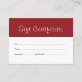 Eenvoudig schoon rood wit schoonheid cadeaubon kortingskaartje (Voorkant)