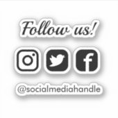 Eenvoudig schoon Volg ons Social Media Iconen Sticker (Voorkant)