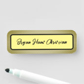 Eenvoudig schoon zwart en geel naamplaatje (In situ)