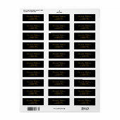 Eenvoudig schoon zwart goud elegante script adres etiket (Full Sheet)