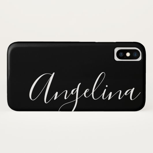 Eenvoudig Schoon Zwart Wit Script Naam Case-Mate iPhone Case (Achterkant (horizontaal))