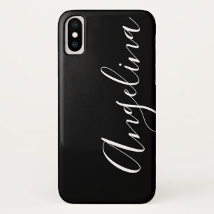 Eenvoudig Schoon Zwart Wit Script Naam Case-Mate iPhone Case