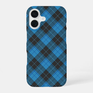 Eenvoudig Schots Ruitpatroon in Donkerblauw iPhone 16 Hoesje