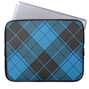 Eenvoudig Schots Rutpatroon in Donkerblauw Laptop Sleeve