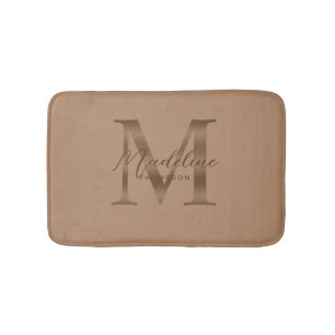 Eenvoudig Schrift Metalen Taupe Gouden Monogram Badmat