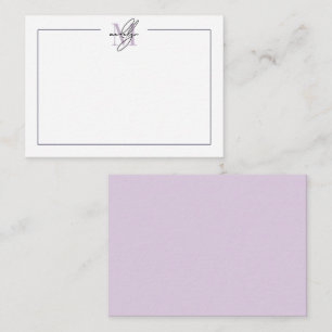 Eenvoudig Schrift Minimalistische Paarse Naam Mono Notitiekaartje