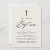 Eenvoudig Schrift Neutraal Beige Doop Kaart (Voorkant)