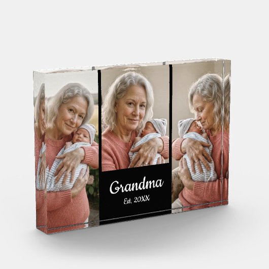 Eenvoudig Schrift Oma Jaar Opgericht 3 Foto Acryl (Links)