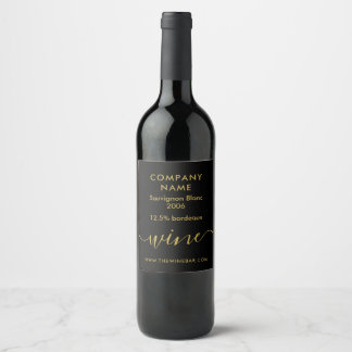 Eenvoudig Schrift - Zwart & Goud Wijn Etiket