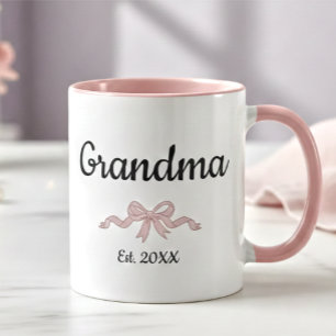 Eenvoudig Schrifttype Roze Meisje Strik Oma Oprich Mok