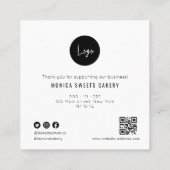 eenvoudig schrijven bedankt voor uw bestelling vierkante visitekaartje (Achterkant)