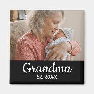 Eenvoudig Schript Oma Foto Jaar Opricht. Magneet