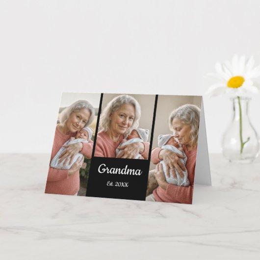 Eenvoudig Schript Oma Jaar Opgericht 3 Foto Kaart (Kleine Plant)