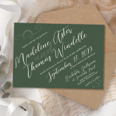 Eenvoudig schuin schrift donkergroen elegant bruil kaart
