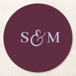 Eenvoudig Schuingeschreven Ampersand Monogram Trou Ronde Kartonnen Onderzetter